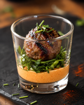 Lebanese Kefta meat ball with herbs, smoke paprika sauce