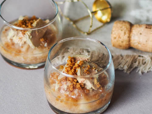 Foie gras ravioli verrine with mushroom sauce
