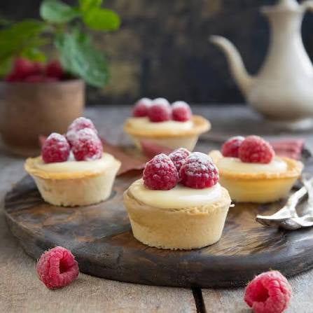 Raspberry and white chocolate cream tartlet